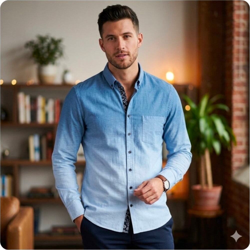 NWT STONE ROSE Men's DryTouch Woven Dip-Dyed Button Down Long Sleeve Shirt XL